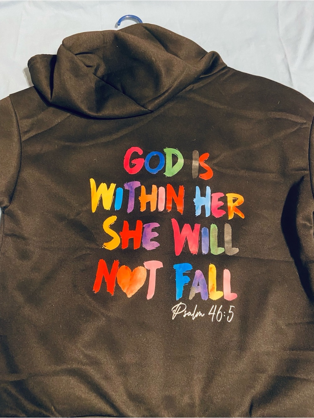 Black Hoodie with Colorful 'God Is Within Her' Print